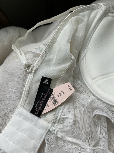 Y2K Victoria’s Secret Sexy Little Things 36C White/ Blue Floral Lingerie NWT $58 - Picture 7 of 8