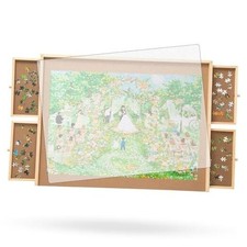 500 Piece Puzzle Board with Drawers, Small Puzzle Board 14" x 28" Jigsaw 500pcs