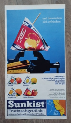 ORIGINAL REKLAME WERBUNG  1967  SUNKIST  Apfel mit  Zitronengeschmack