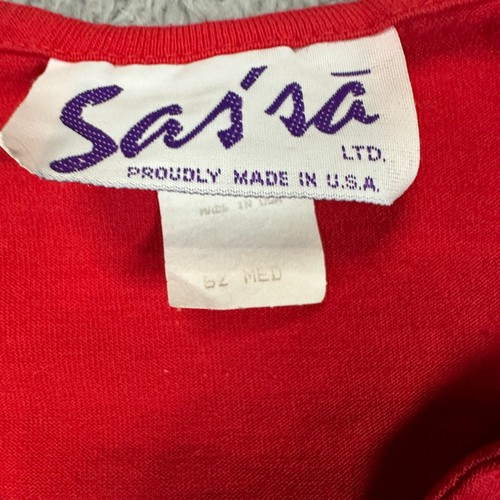 Vintage Western Rodeo Shirt Womens M Red Concho Fringe Sassa Shoulder Pads USA - Picture 7 of 9