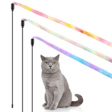 Sumind 3 Pieces Jungle Cat Wand Teaser Charmer Interactive Rainbow Color