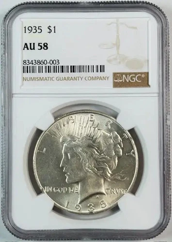 1935 Peace Dollar NGC AU-58