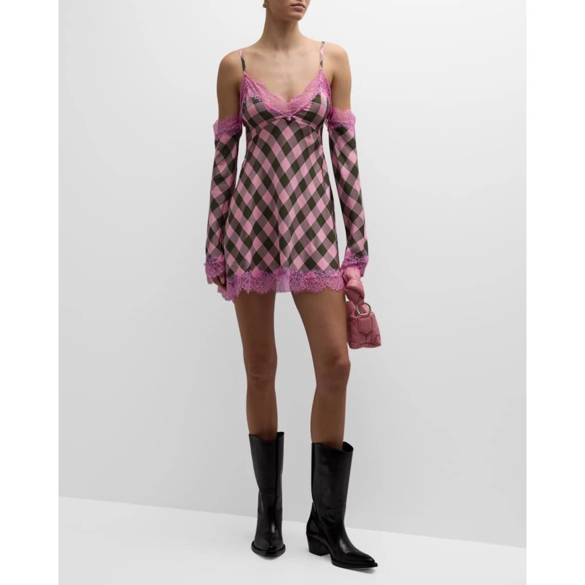 abito moschino jeans viscosa quadri pizzo US8