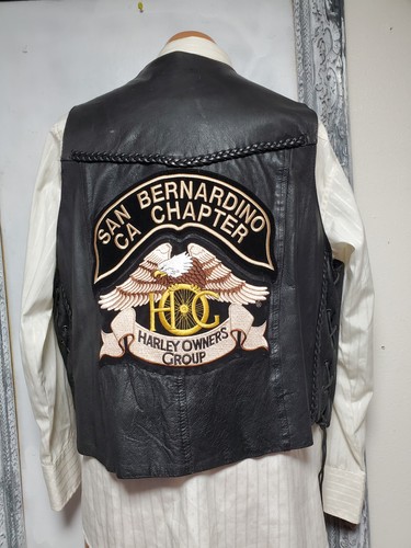 Harley Davidson San Bernardino California Owners Group Leather Vest 3XL Lace Up