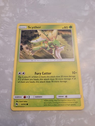 2018 Pokemon TCG - Sun & Moon SM Lost Thunder Scyther 3/214 - NM - Picture 2 of 3