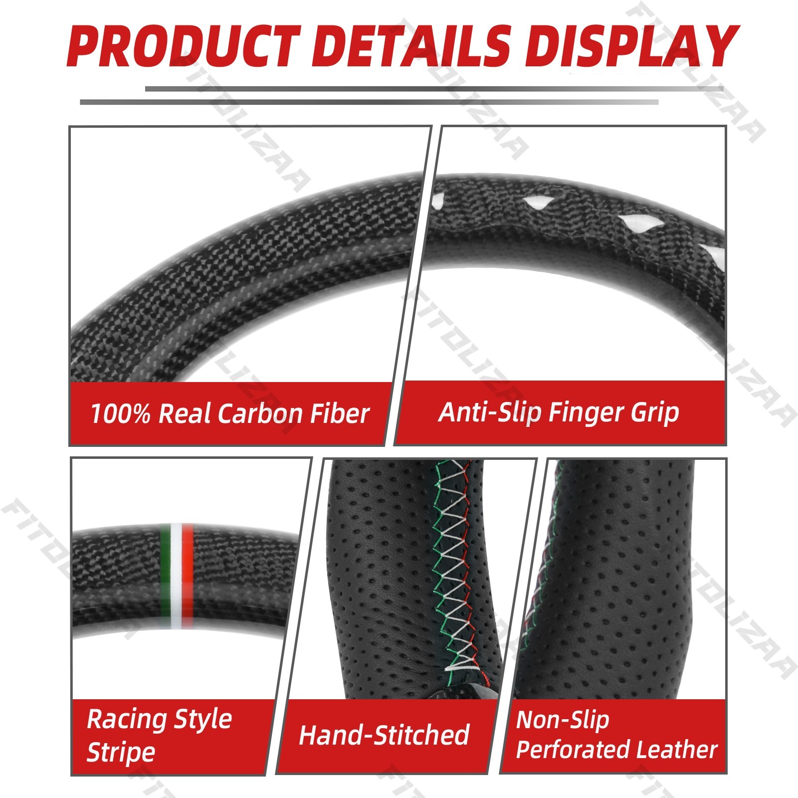 Real Carbon Flat Bottom Steering Wheel + Trims For Maserati Ghibli Levante 14-26