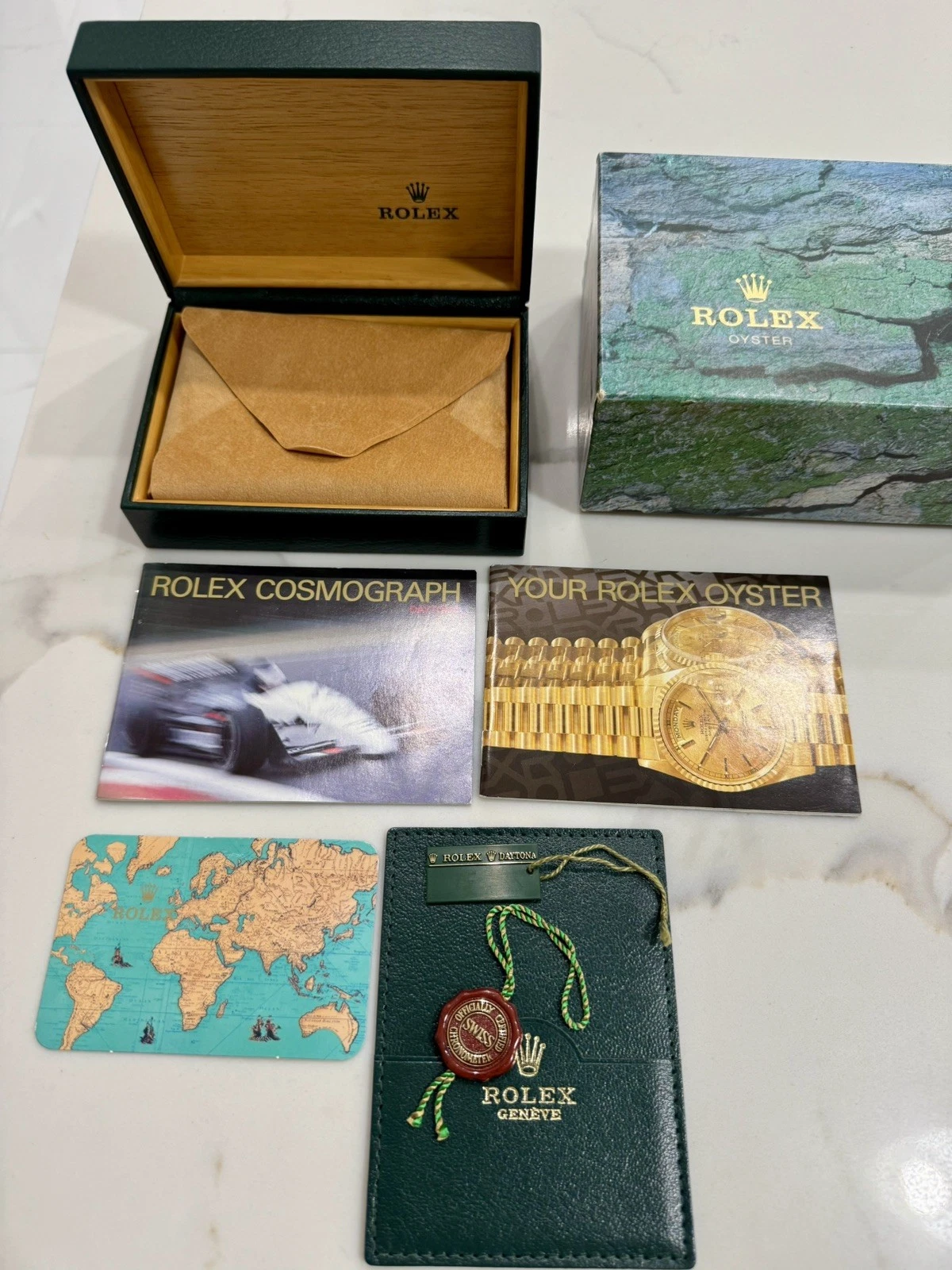 Authentic ROLEX Daytona 16520 ZENITH Watch Box Set Full Set Booklets 90s