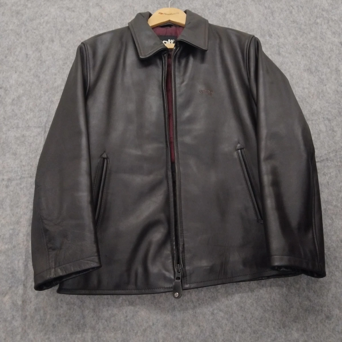 Chaqueta Bomber Schott NYC Cuero Marrón Oscuro L Piel de Vaca LC5100 Cremallera