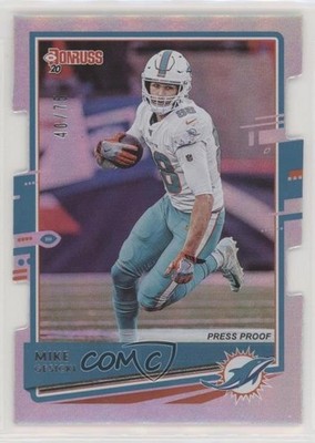 2020 Panini Donruss Press Proof Silver Die-Cut 40/75 Mike Gesicki #152 qc6