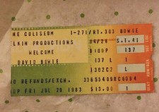 David Bowie Concert ticket stub Coliseum Richfield Oh July 29 1983