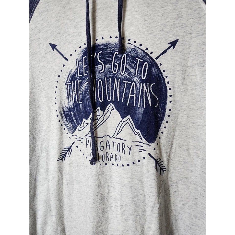 PURGATORY COLORADO Let's Go to the Mountains Sudadera con Capucha Azul Gris Ligera Talla M  Foto 4 de 4
