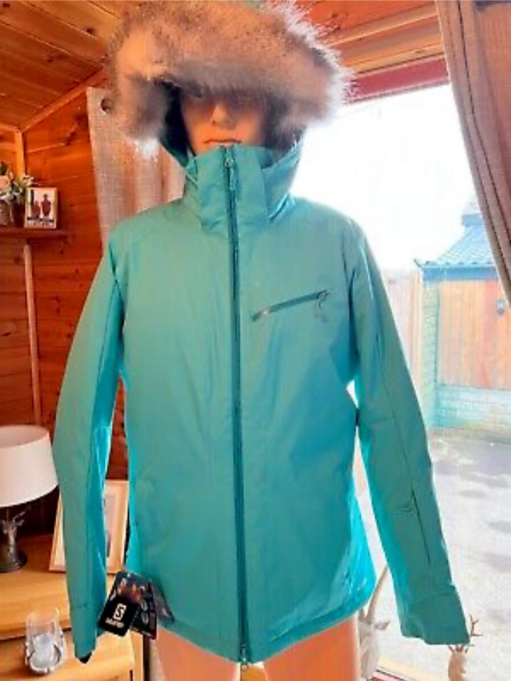 Giacca da sci isolata donna Salomon Blue Bird grande 14 prezzo di ricambio £229 pelle avanzata asciutta