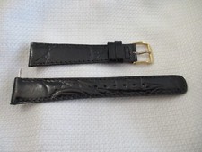 GENUINE leather usa watchstrap watch band strap 18mm gold croco grain black