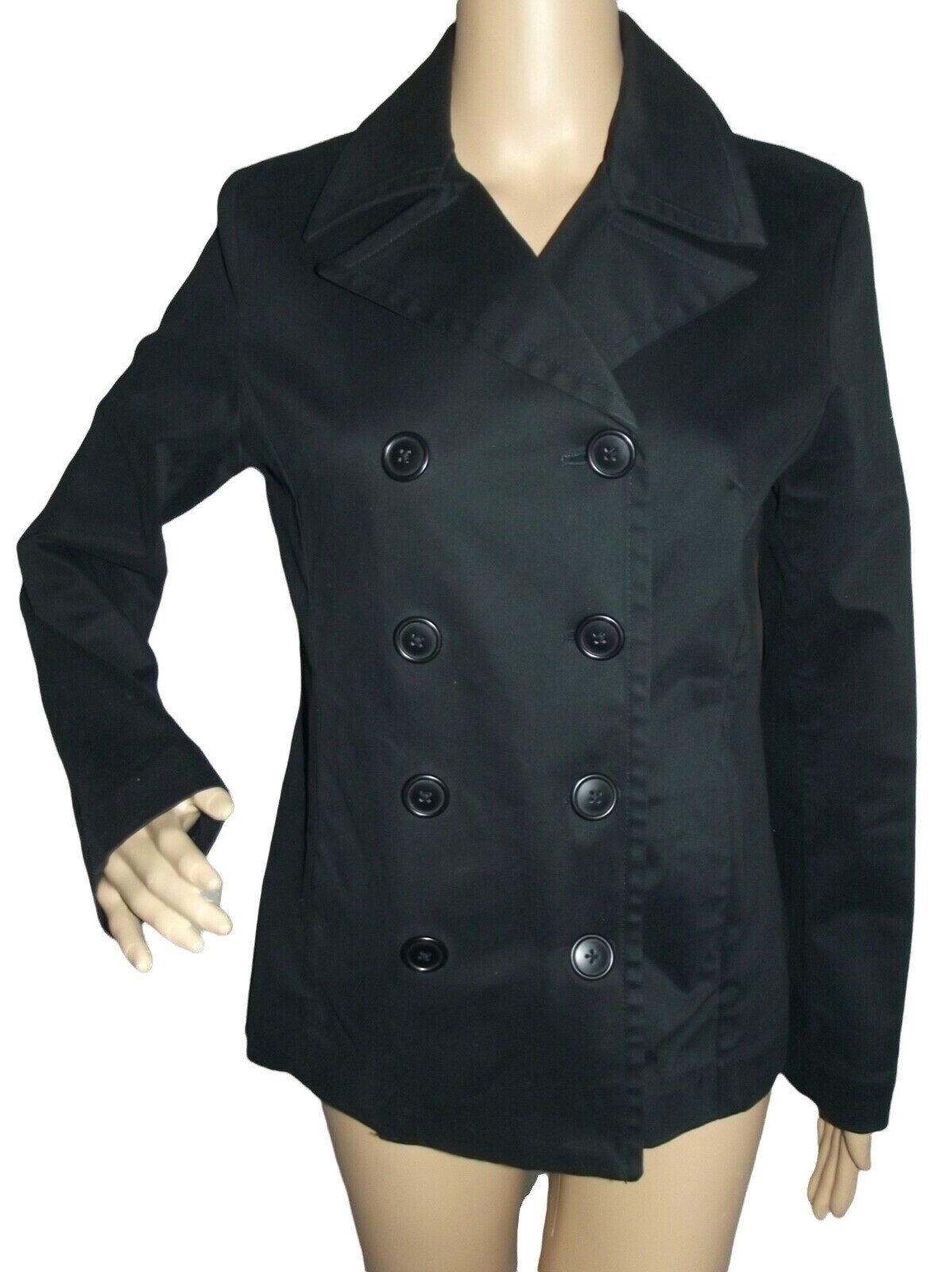 The Gap XS Solid Black Double Breasted Cotton Ble… - image 1