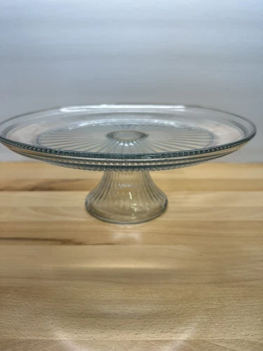 Vintage Anchor Hocking 12" Pedestal Cake Stand Clear Bridal Wedding Party