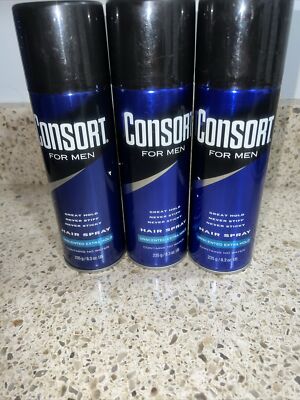 Consort for Men Hair Spray 8.3 oz Unscented Extra Hold (lot of 3)