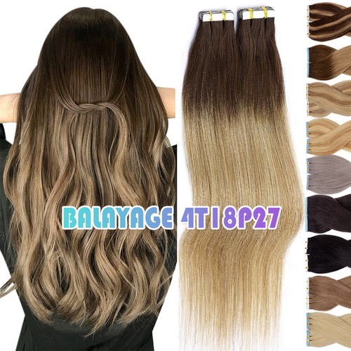 CLEARANCE Tape in Russian Remy Human Hair Extensions Skin Weft Blonde THICK 150G - Picture 67 of 68