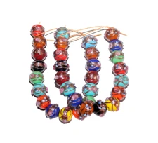 5 Strands Lamp Work Glass Beads, 12mm Round Wedding Cake Beads Mix color.