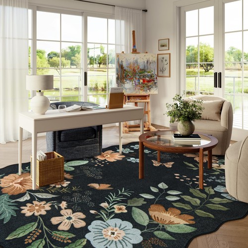 Lahome Floral Waschbar 6x9 Vorleger, Weicher Schlafzimmerteppich für Wohnzimmer Ultra-... - Bild 2 von 7