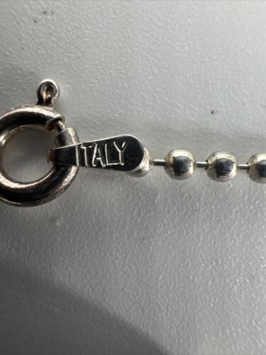Italy 925 Sterling Silver Round Ball Chain Necklace & Etched Bell shaped pendant - Picture 6 of 18