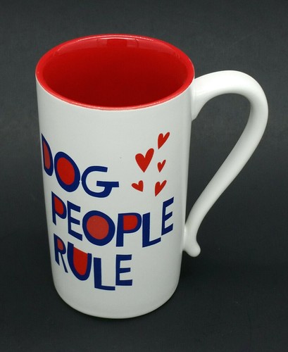 Dog People Rule Tall Ceramic Mug Red White Blue 12 oz NEW - Picture 7 of 12