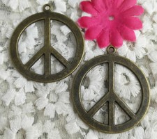 Free Ship 17 pcs bronze plated peace symbol charms pendant 44x39mm H-3201