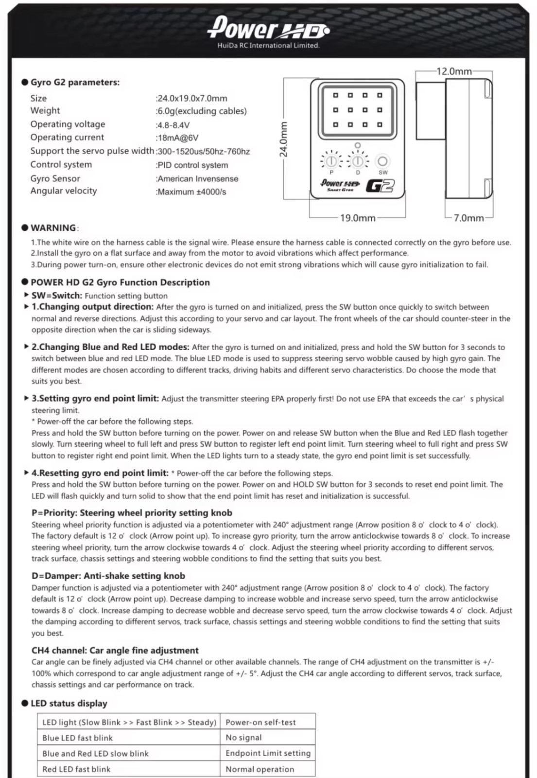 RC 1/10 GYRO G2 Stability DRIFT Gyro Smart System -PURPLE-