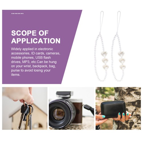 2 Pcs Mobile Phone Decorative Lanyard Cellphone Beaded Pearls Wrist Strap - 第 7/12 張圖片