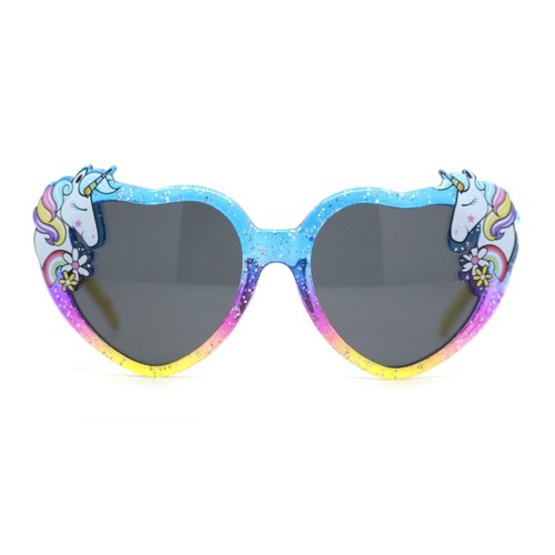 Girls Kids Unicorn Badge Tie Dye Glitter Plastic Hippie Sunglasses - Picture 7 of 17