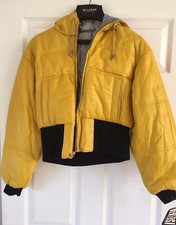 Wilsons Reversible Leather Yellow Ski Cold Weather Jacket Coat Size L