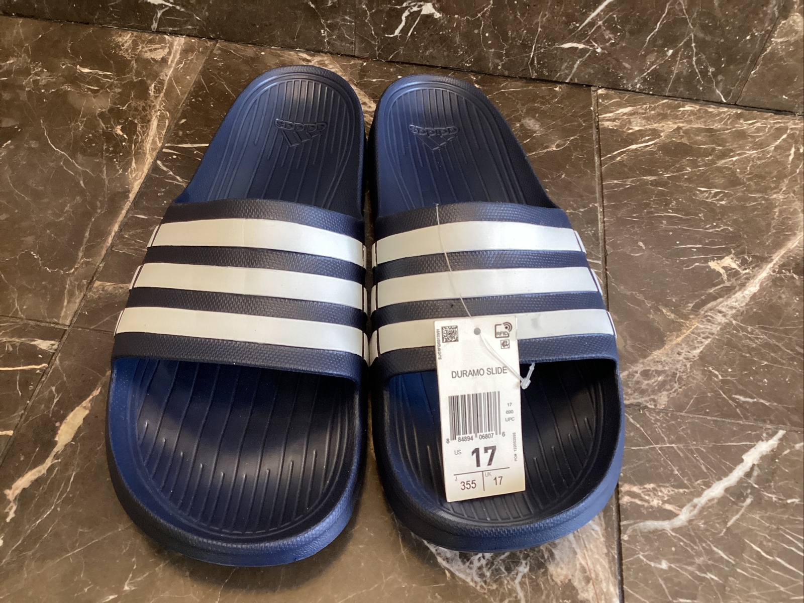 adidas Mens Size 16 Duramo Slides Flip Flops Sandals G15892 Navy Blue White  for sale online | eBay