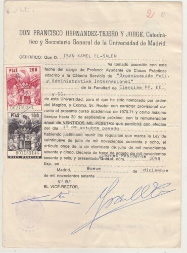 SPAIN Rare Consular Revenues 100 & 200P. Tied Diplomatic Doc. 1970 - Picture 2 of 2