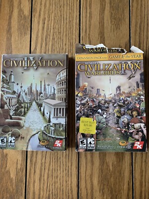 Sid Meier's Civilization IV & Warlords Expansion Pc Games Used Complete Bundle