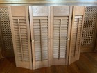 Set pair Vintage Salvaged Wood Interior Louver Plantation Window Shutters