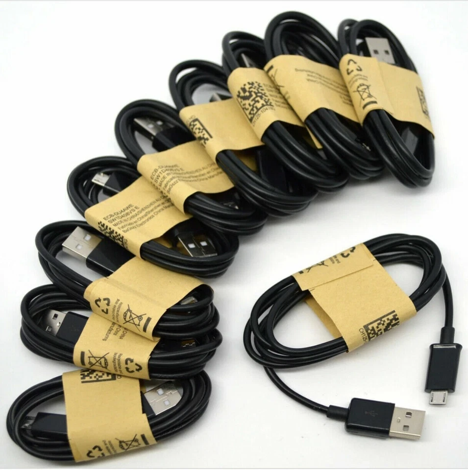 LOT 100 X BLACK Micro USB Sync Charger Cable for Samsung Galaxy S4 S3 S2 S5 S6 - Image 2 of 4
