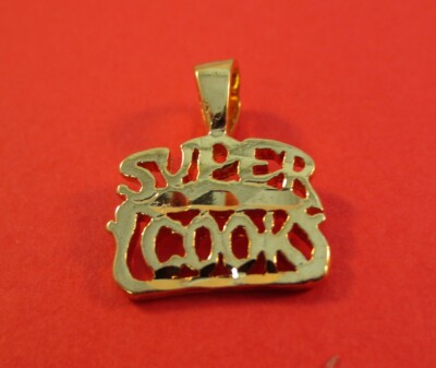 14KT GOLD EP SUPER COOK WORD PENDANT CHARM- 2359