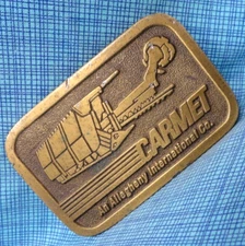 Carmet Mining Tools Equip Promo Belt Buckle Allegheny Vtg 70s Hit Line   .TAZ363