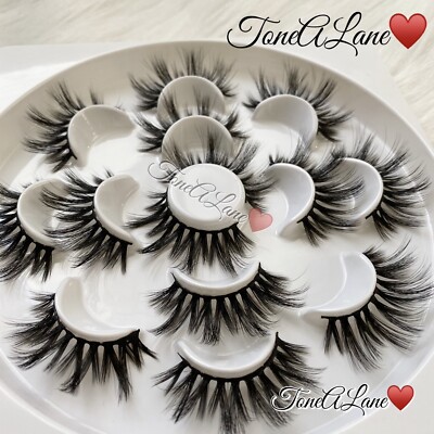 US SELLER | 7x Mink Lashes Eyelashes 5d WISPY Eyelash Extension Makeup Lashes