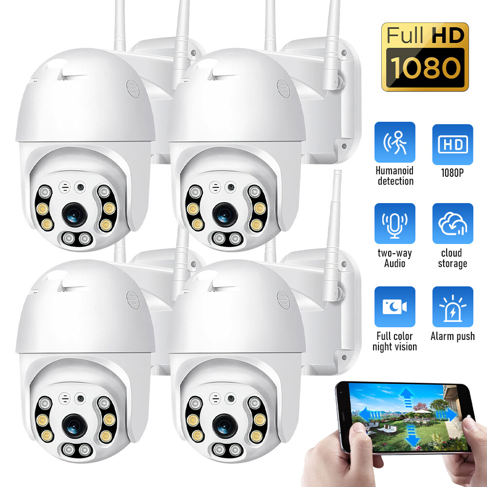 Kit De 4 Cámaras De Seguridad WiFi Exterior 1080P - Inalámbricas, Con Visión Nocturna, Ideal Para Vigilancia Del Hogar