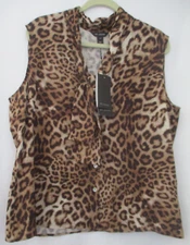 ST JOHN NORDSTROM MAHOGANY LEOPARD PRINT BLOUSE TOP SIZE 16 $395 - NWT