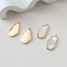 4pcs Oval Shell Charm,Gold/Silver Oval Irregular Shell Pendant,Earring Charms