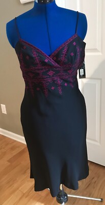 JONES NEW YORK Women's Dress Size 8 NWT Black Embroidered Bella Donna Straps