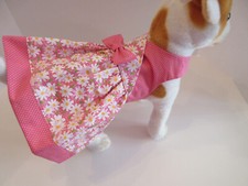 Dog harness dress Easter spring pink white daisies handmade xs