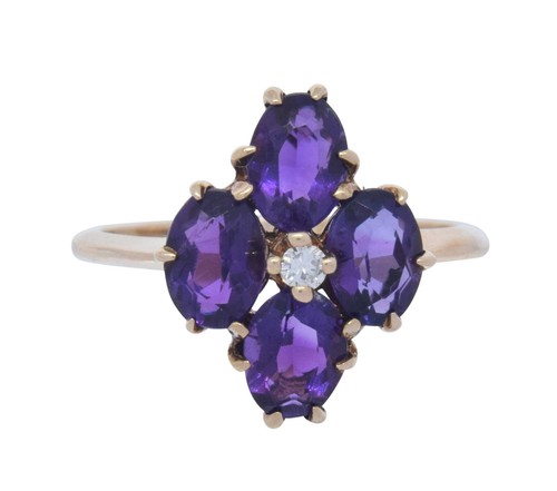 Anello Donna Oro Giallo 14k Diamanti & Ametista 9,5 - Foto 4 di 12
