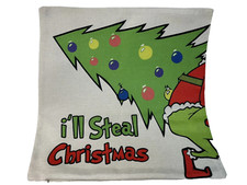 Dr. Suess The Grinch I Steal Christmas Linen Throw Pillow Cover 17.5x17.5 UMclr