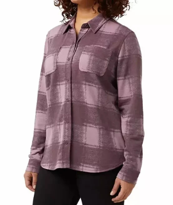32 Degrees Heat Women's Plus Size 2X Pearly Purple Cozy Knit Button Up Shirt NWT