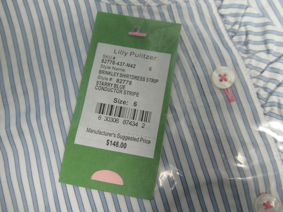 Run様 Lilly Pulitzer Brinkley Shirt Dress 82778 Starry Blue/Conductor