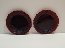 NEW 2 Avon Cape Cod Ruby Red Dessert Plates Vintage 7.25" Diameter Open Box Set