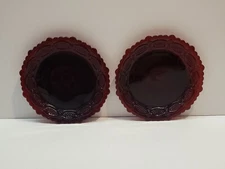 NEW 2 Avon Cape Cod Ruby Red Dessert Plates Vintage 7.25" Diameter Open Box Set
