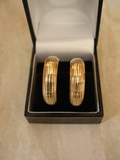 LADYS 9CT YELLOW GOLD WIDE OVAL CREOLE HOOP EARRINGS MADE IN ITALY BNIB